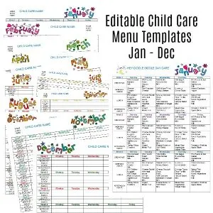 editable child care menus printable forms