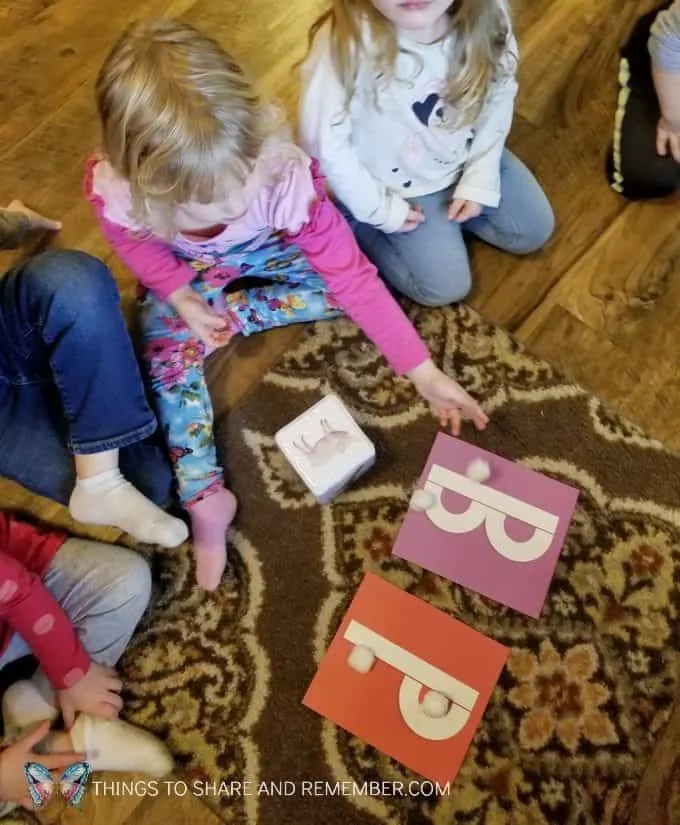 Flying owls game for preschoolers featuring letters B & P from Mother Goose Time December winter theme