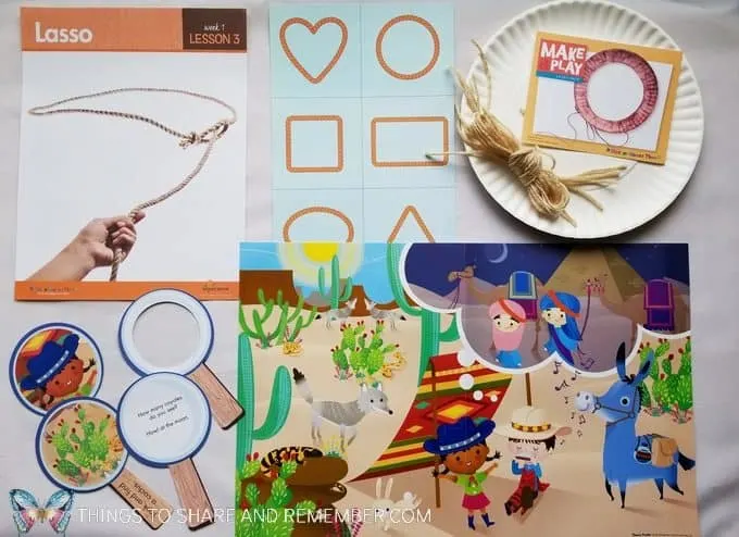 Lasso materials  & Theme Poster Desert Discovery theme of At the Rodeo Mother Goose Time preschool curriculum