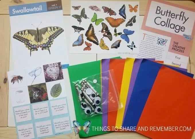 bees and butterflies theme lesson 17: swallowtail butterfly collage materials