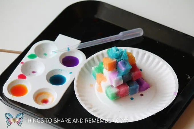 sugar cube painting with liquid watercolors