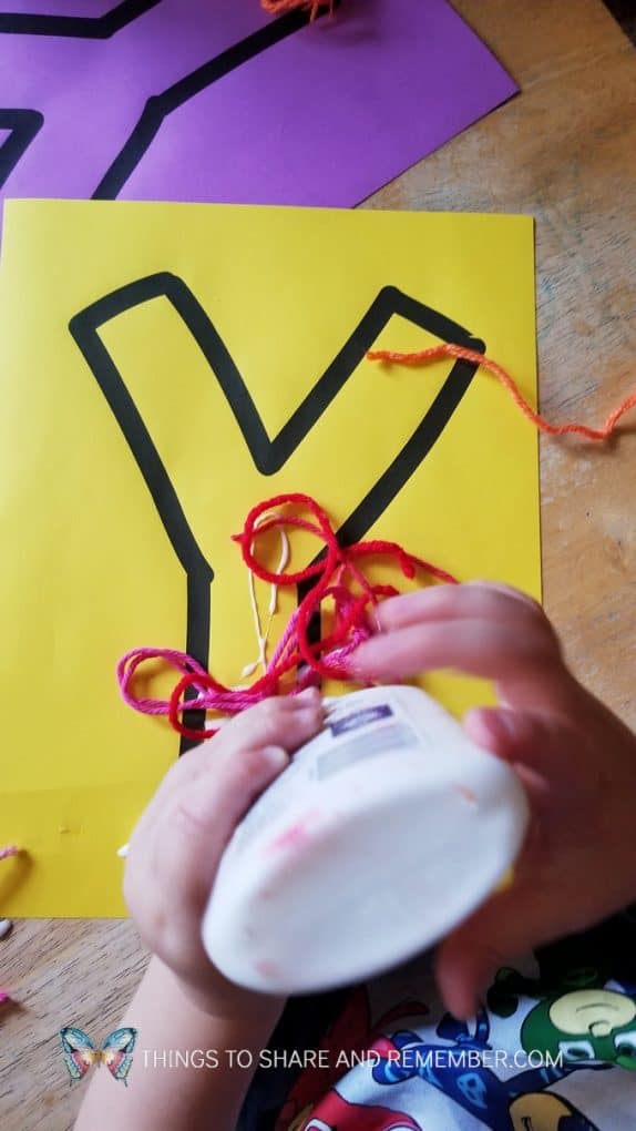 Y is for Yarn preschool literacy activity