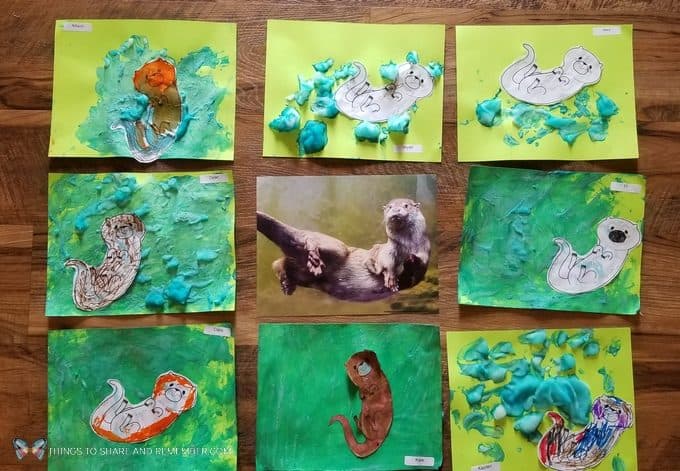 O is for Otter Swimming preschool art