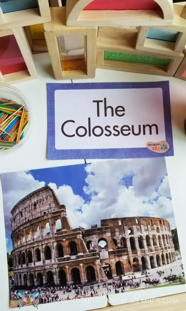 The Colosseum Invitation to Create from Mother Goose Time Art Studio theme