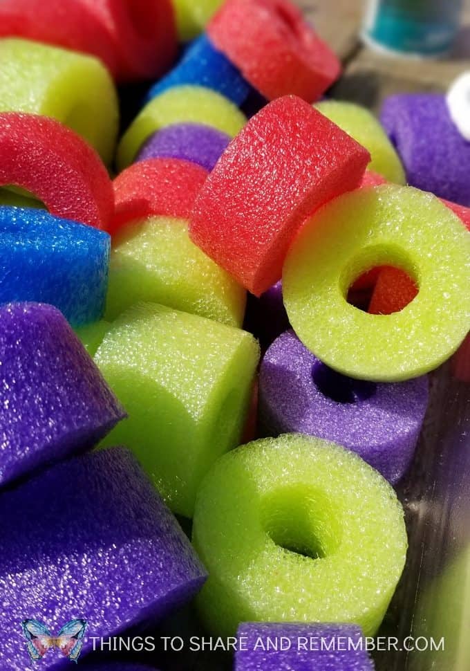 colorful pool noodles cut in slices