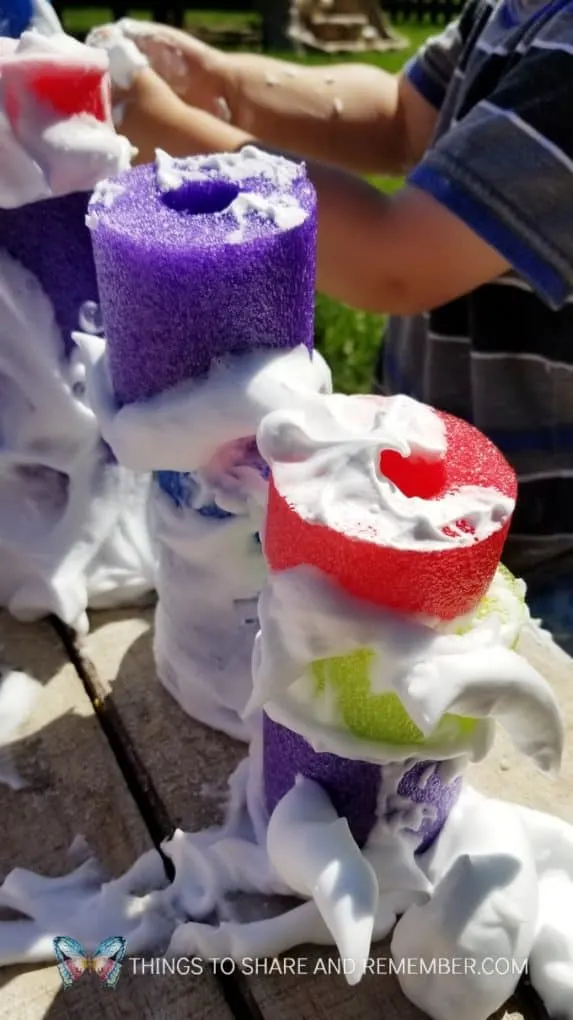 Structure Building with Pool Noodles & Shaving Cream