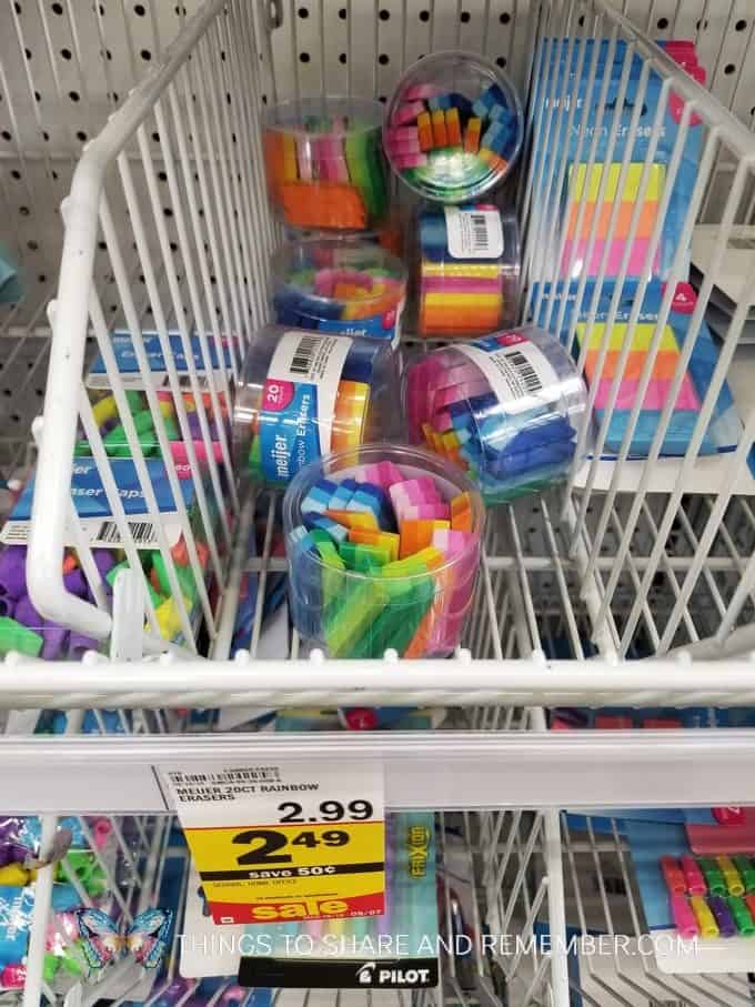 Meijer store back to school sale erasers