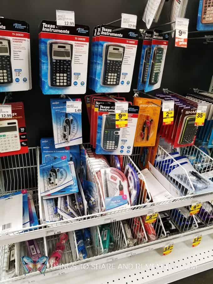 calculators at Meijer store back to school sale