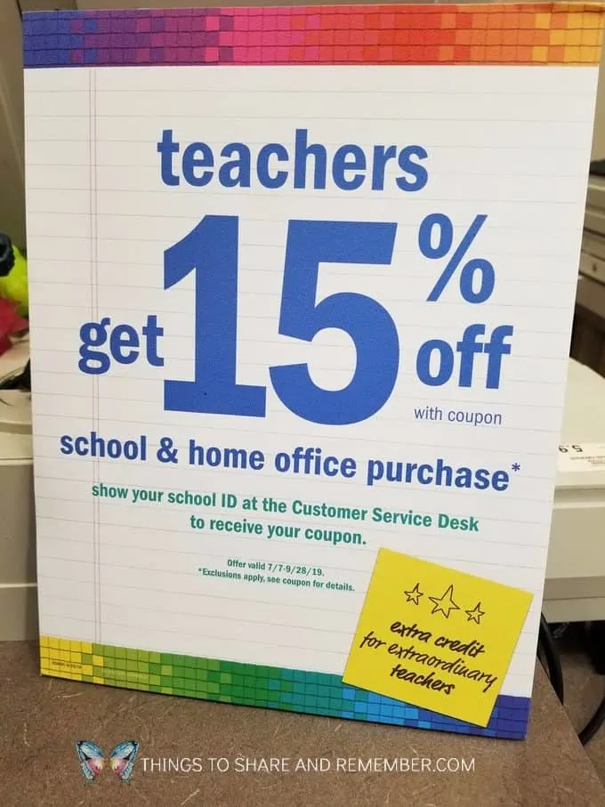 teacher discount at Meijer store sign