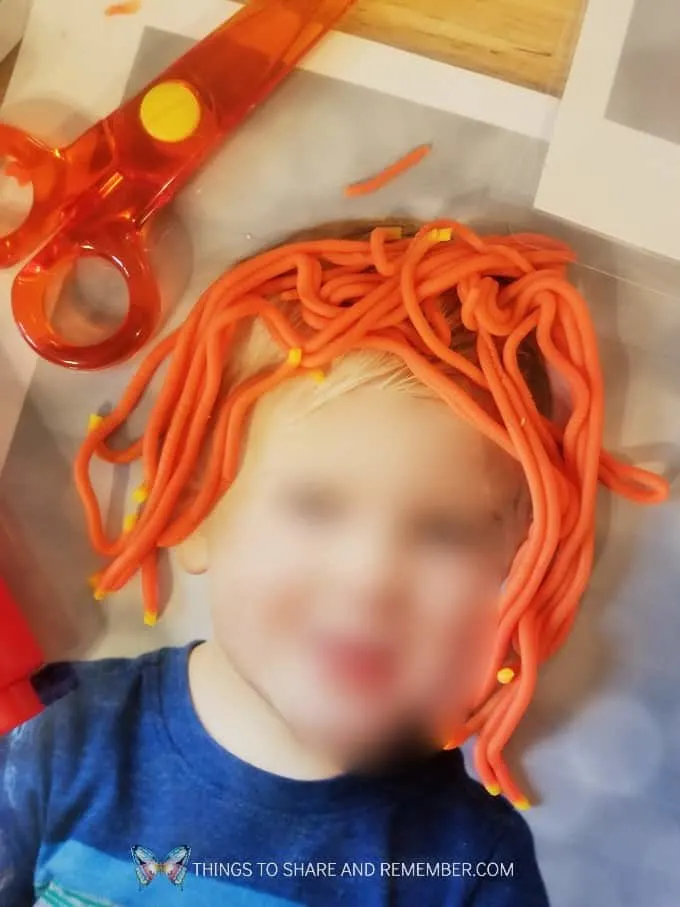 Play Dough Hair Styles orange stringy hair style Community Helpers Hairdressers