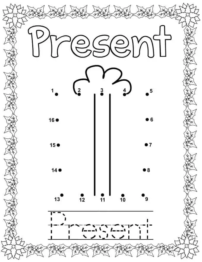 Christmas Connect Dots Coloring Book - present