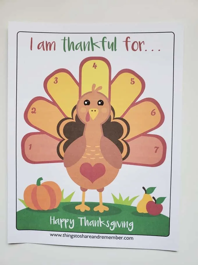 thanksgiving turkey gratitude page