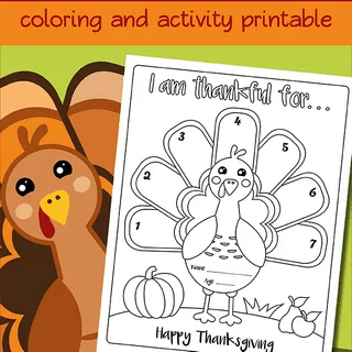 I am thankful turkey coloring page