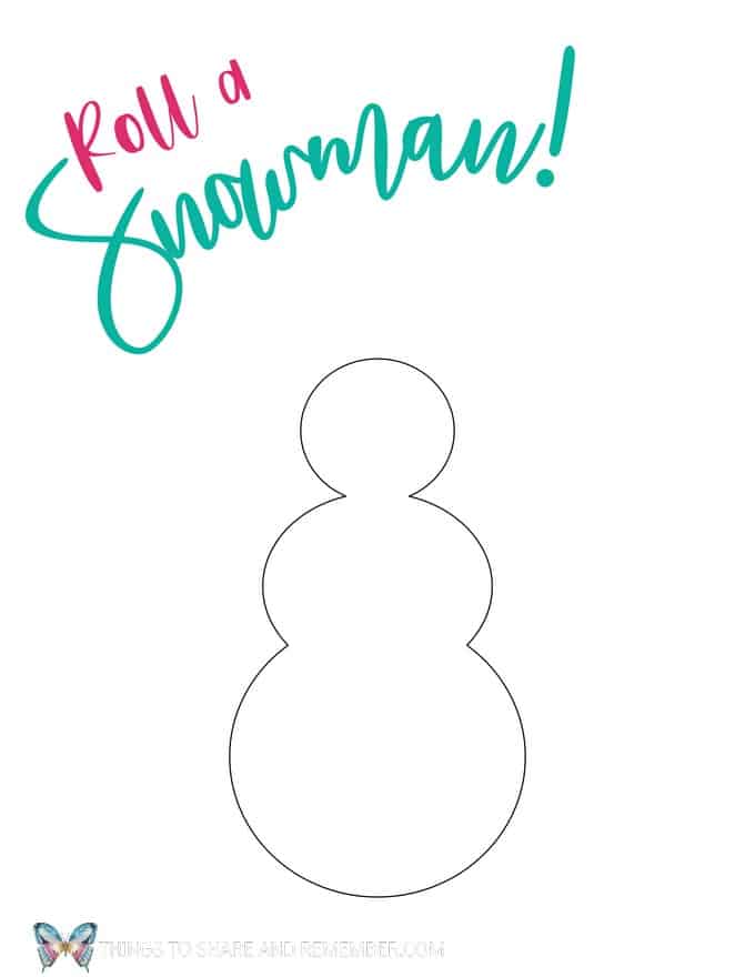 Roll a snowman drawing game snowman template