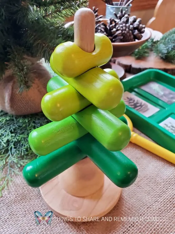Plan Toys stacking tree preschool toy  pine tree investigation