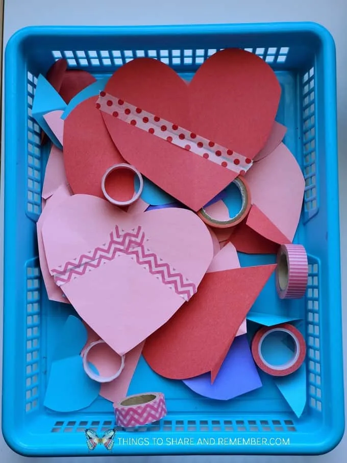 taping together heart shapes Humpty Dumpty Nursery Rhyme Activities