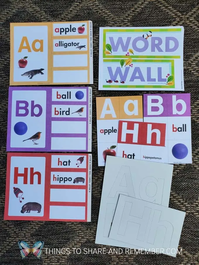 Word Wall to Binder alphabet and word cards from Experience Curriculum
