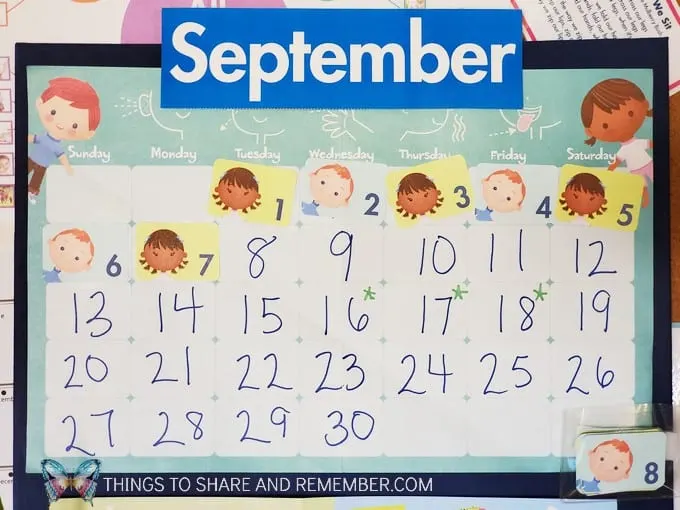 Meaningful Calendars for Preschoolers September grid
