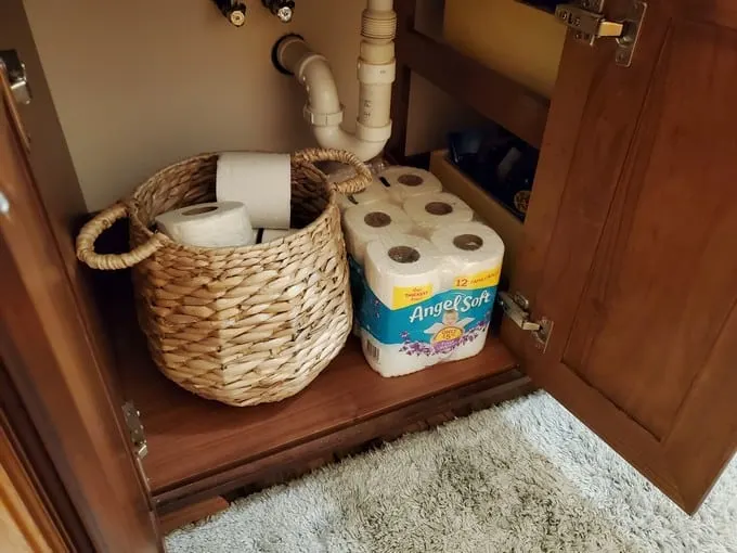Bring fresh to your bathroom with a fresh basket featuring Fresh Scents with Angel Soft® Scented Tube under the sink