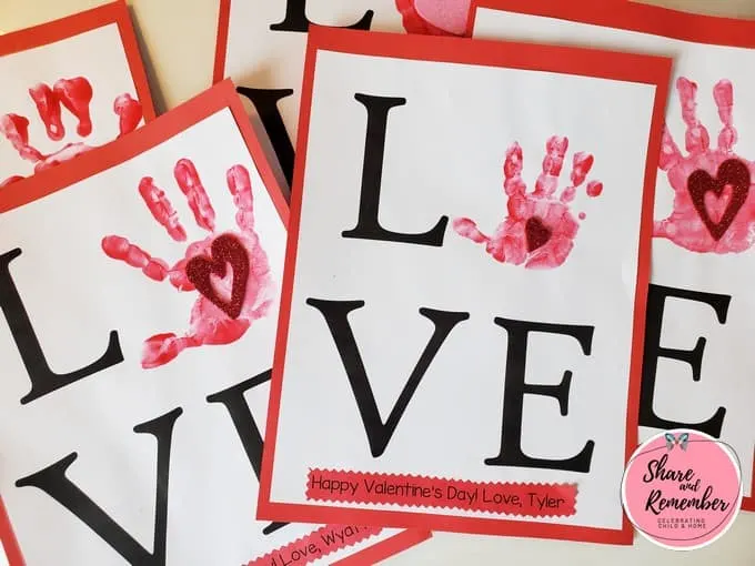 LOVE Handprint Valentine art