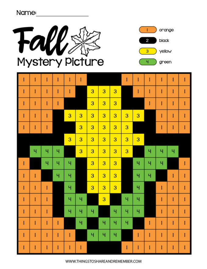 Fall Mystery Color By Number Pages - corn