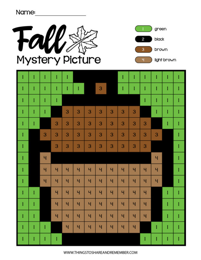 Fall Mystery Color By Number Pages - acorn