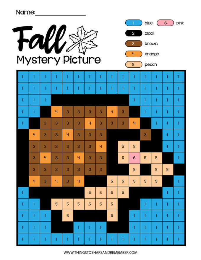 Fall Mystery Color By Number Pages - hedgehog