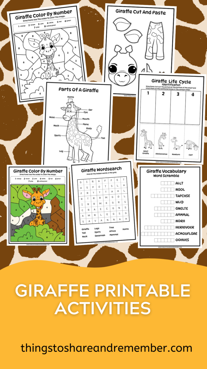 Giraffe Printable Activities » Things to Share &amp; Remember