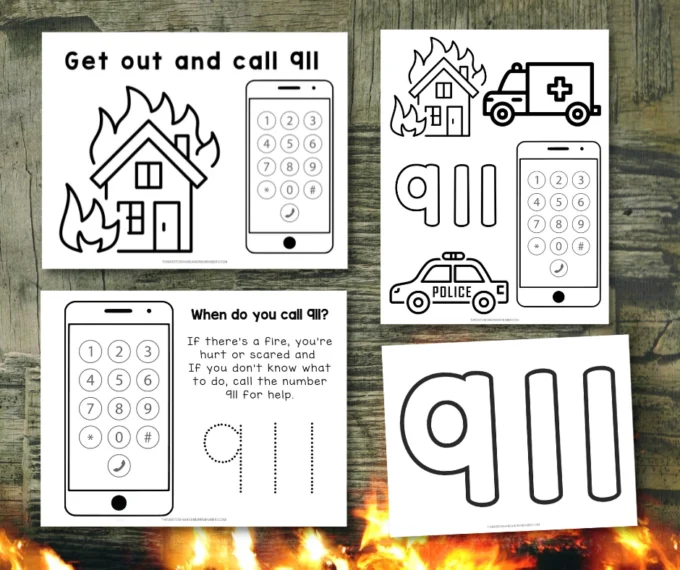 911 Safety & Fire Lesson Activity Pages for Preschoolers