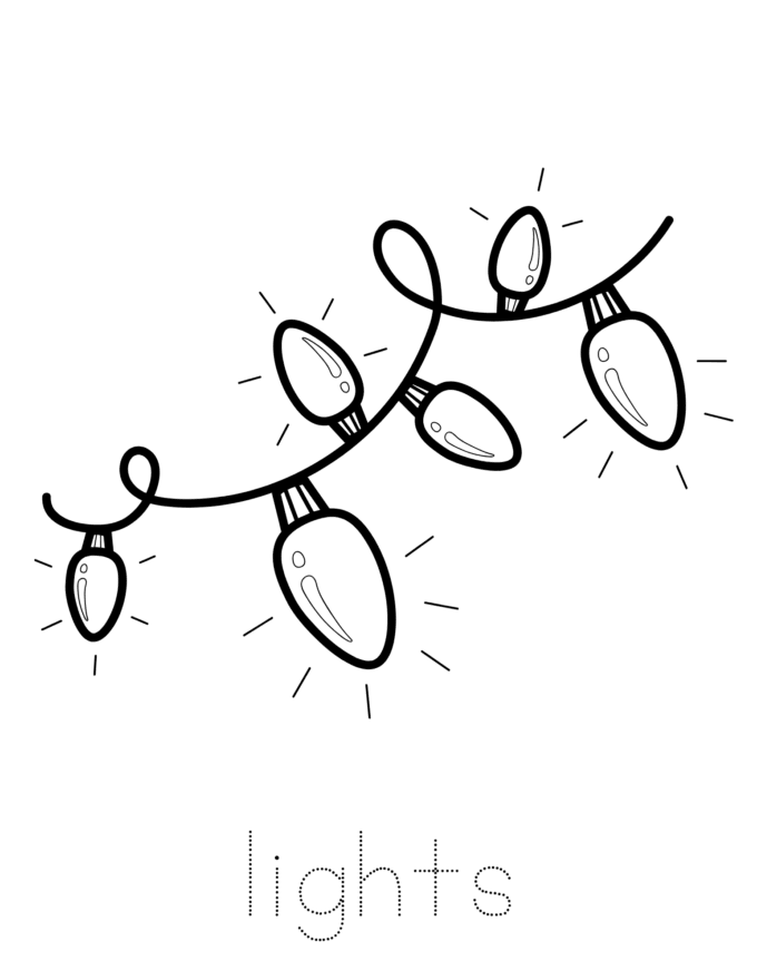 string of Christmas lights coloring page