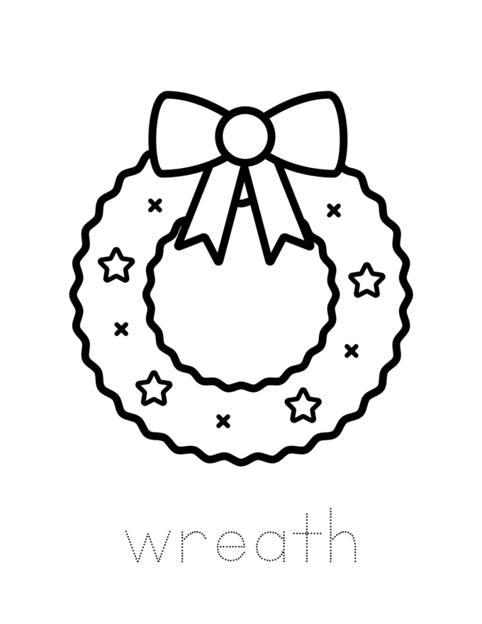 Christmas wreath coloring page