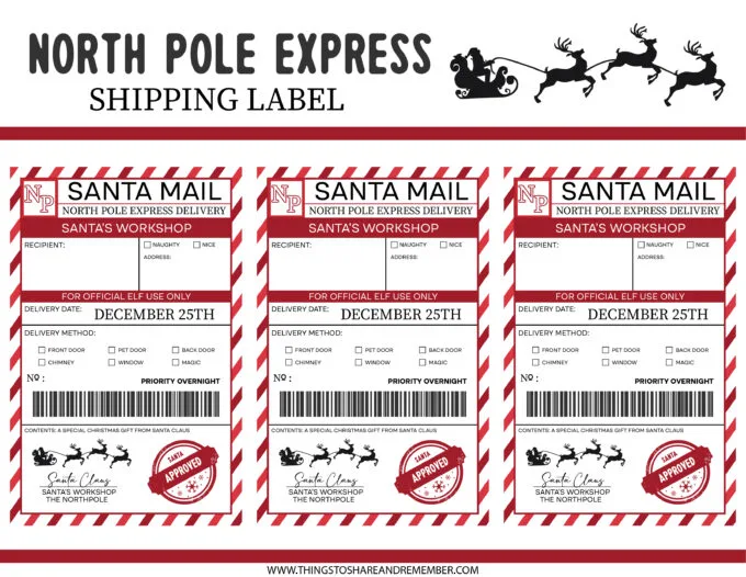 Unwrap the Magic of Christmas Dramatic Play North Pole Shipping Label and Santa Mail  sticker labels