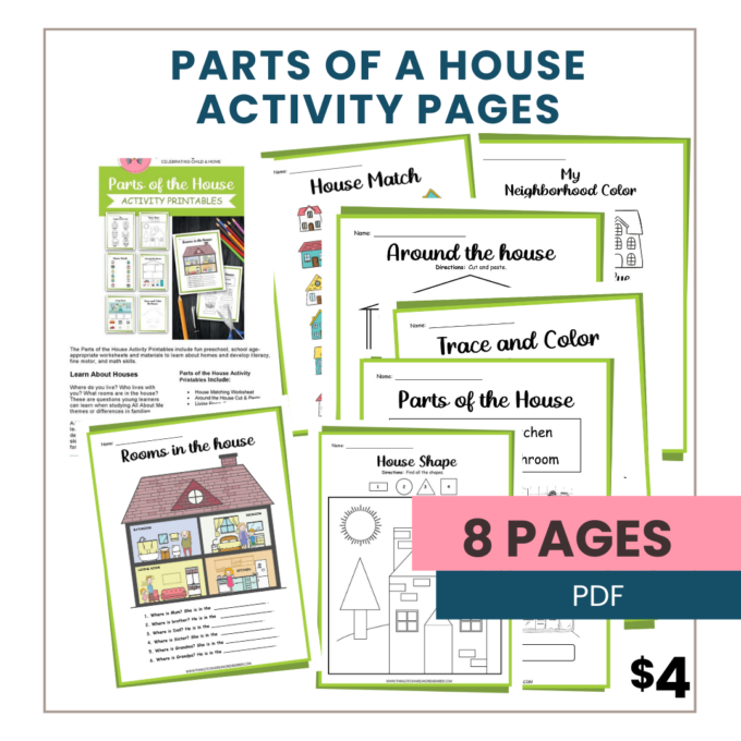 parts of a house activity pages
