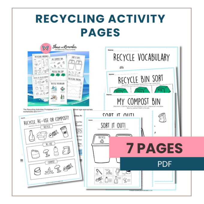 Recycling activity pages for young children