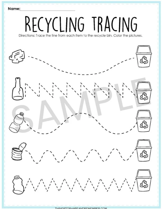 writing and fine motor skills plus recycling activities