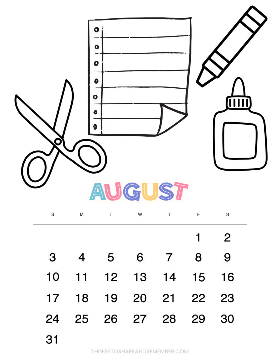 Coloring Calendar for Preschoolers - Family Gift Idea