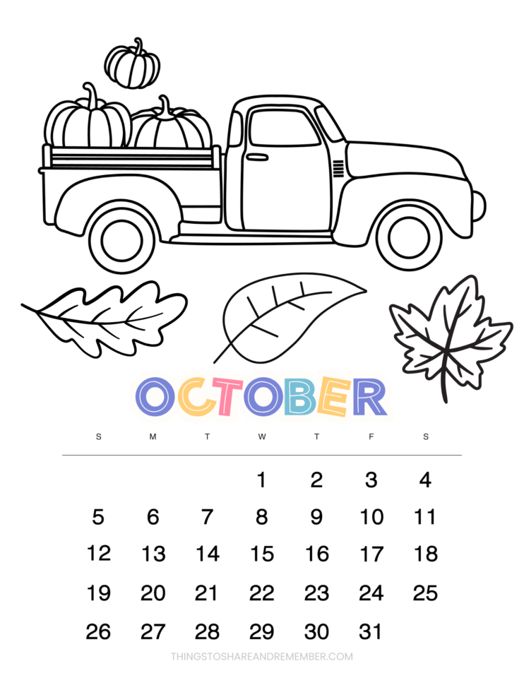 Coloring Calendar for Preschoolers - Family Gift Idea