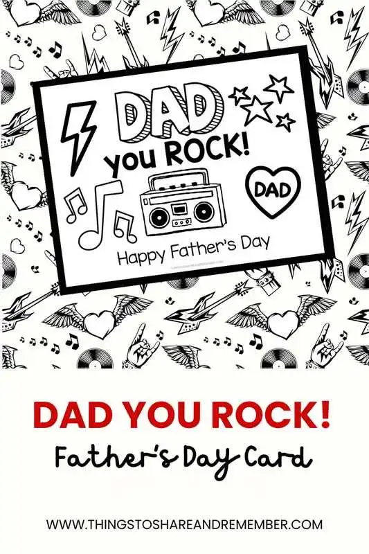 Printable Father’s Day Coloring Page "Dad You Rock!"