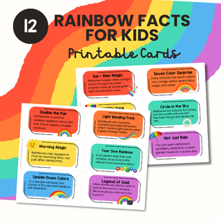 12 rainbow facts for kids printable cards featured