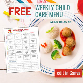 free easy weekly child care menu sample