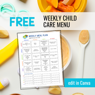 free weekly child care menu sample - fully editable template in Canva featured